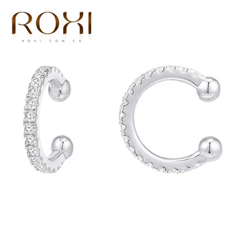 ROXI Argint 925 Rând Dublu Placat cu Manșetă de Ureche Clip Cercei fara Piercing Declarație de Cristal Clip pe Cercei pentru Femei
