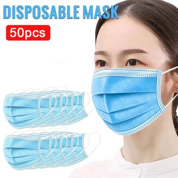 50pcs 3 straturi de Praf Respirabil Faciale Capac de Protecție Măști Anti-Praf de Unică folosință Clema Față Măști de Gura