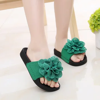 De vară pentru Copii Fete Papuci de casă Drăguț Prințesă coreean Floare Fata de Copii Sandale Plaja Talpă Moale Pantofi Rosu Roz Verde