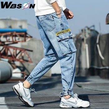Wbson Brand de Moda Blugi Barbati Stilul Hip-Hop se Potrivesc Blugi Talie Elastic Buzunare Cargo Blugi Denim Pantaloni sex Masculin Pantaloni de Marfă YYXK33
