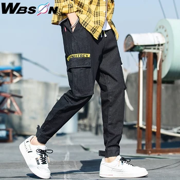 Wbson Brand de Moda Blugi Barbati Stilul Hip-Hop se Potrivesc Blugi Talie Elastic Buzunare Cargo Blugi Denim Pantaloni sex Masculin Pantaloni de Marfă YYXK33
