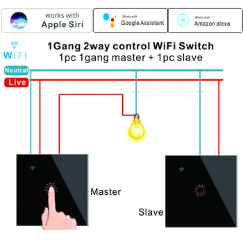 2 BUC WiFi Smart 2 Comutator Mod 1 2 3 Gasca Perete de Sticla Touch Switch-uri Tuya de viață inteligentă sau eWeLink Control de la Distanță Alexa de Start Google