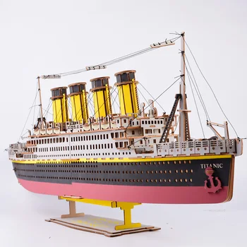 De înaltă Precizie de Tăiere cu Laser Puzzle 3D Puzzle din Lemn Model pentru Copii Inteligenta Jucarii de Dezvoltare Model de Kit de Construcție - Titanic