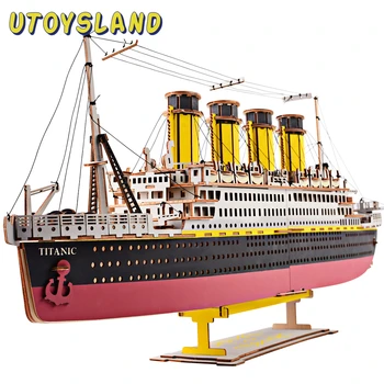 De înaltă Precizie de Tăiere cu Laser Puzzle 3D Puzzle din Lemn Model pentru Copii Inteligenta Jucarii de Dezvoltare Model de Kit de Construcție - Titanic