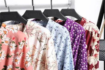 Femei Șifon Rochii 2020 Nouă Primăvară-Vară De Moda V-Neck Maneca Lunga Florale Imprimare Talie Mare Epocă De Cauzalitate Rochie Vestidos