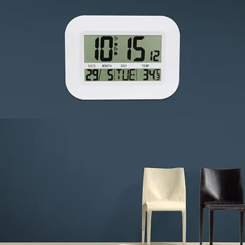 Ceas de Perete Digital cu Baterii Simple LCD Mare Ceas cu Alarmă Temperatură Dată Calendaristică Zi pentru Biroul de Acasă