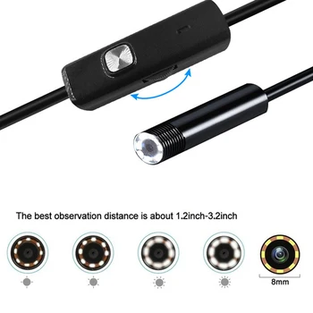 8mm Masina Endoscop Camera 1200P HD 1m 5m 10m Mini USB Endoscop 8 LED-uri Impermeabil Flexibil de Inspecție Puncte pentru Android pe PC