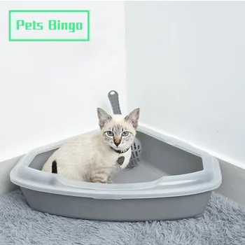 Acceptă animale de Bingo 43cm Cat Litiera Anti-stropi Pisoi Ploști Deodorant Cat Toaletă Triunghi Pisoi Olita Semi-închis animale de Companie Mobilier