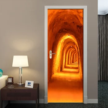 HD Peștera Tunel din PVC Fotografie Tapet autoadezive Autocolante Impermeabil Poster Ușa de la Dormitor Decor Acasă picturi Murale 3D Autocolante de Perete