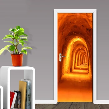 HD Peștera Tunel din PVC Fotografie Tapet autoadezive Autocolante Impermeabil Poster Ușa de la Dormitor Decor Acasă picturi Murale 3D Autocolante de Perete