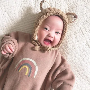 Nou-Născut Copilul Curcubeu Romper pentru Baby Boy Îmbrăcăminte Costum de Moda coreeană Onesie Tinuta Fete pentru Copii Haine de Iarnă