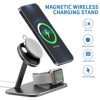 2 In 1 Pentru Iphone 12 Telefon Mobil Ceas Inteligent IWatch Magnetic Wireless Charging Stand Titularii De Baza Suport De Birou Accesorii