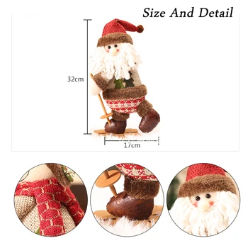 32cm Crăciun, Moș Crăciun, om de Zăpadă de schi Păpuși în Picioare Figurina Ornamente pentru pomul de Craciun pentru Copii Cadouri de Crăciun de Jucărie
