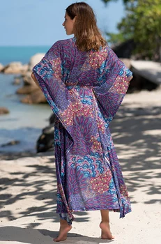 Print Maxi Dress costum de baie de Acoperire-up Plus size Beach Tunica Halat de Plage Sarong Bikini Acoperă-up-uri uscare Rapidă Rochie de Plaja Pareo