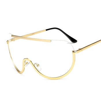 YAMEIZE Supradimensionat Gradient de ochelari de Soare Moda fără ramă Clar Ochelari de Soare Mari Cadru Vintage Retro Top Plat Clar ochelari de Soare