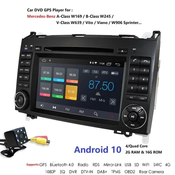 Android 10 2din Auto radio DVD Auto multimedia pentru Mercedes-Benz B200 Un B Class W169 W245 Viano Vito W639 Sprinter W906 WIFI GPS