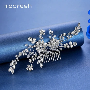 Mecresh de Cristal lucrate Manual Pieptene de Par Mireasa Pin Ornamente de Păr de Nunta Accesorii Femei Culoare Frunză de Floare Caciulita FS288