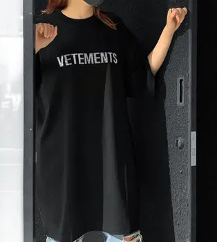 20SS noi Vetements T Shirt logo-ul mare hot de diamante profil versiune de bărbați, femei Vetements tricou cu mânecă scurtă Vetements Tricouri