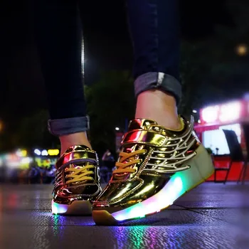 Copiii LED pantofi cu role pentru baieti fată luminos lumina adidasi skate cu rotile pentru copii patine cu role aripi pantofi