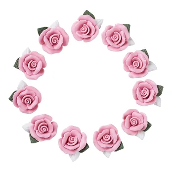 20buc Portelan lucrat Manual Cabochons China Clay Margele Floare Trandafir Roz Pentru Bijuterii Accesorii Consumabile de a Face Constatări 23-25mm