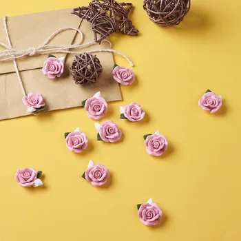 20buc Portelan lucrat Manual Cabochons China Clay Margele Floare Trandafir Roz Pentru Bijuterii Accesorii Consumabile de a Face Constatări 23-25mm