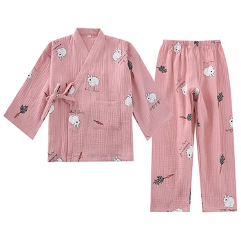 Pijamale copii din bumbac kimono pentru copii haine de acasă de patru sezoane navetiști aer condiționat, îmbrăcăminte de desene animate pijamale copii