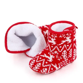 DALEMOXU Copii Cizme de Iarna pentru Prima Pietoni de Crăciun Sugari Cald Fata de Pantofi Copilul Nou-născut Plin de Pantofi Toamna Roșu Prewalker