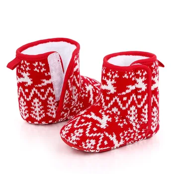 DALEMOXU Copii Cizme de Iarna pentru Prima Pietoni de Crăciun Sugari Cald Fata de Pantofi Copilul Nou-născut Plin de Pantofi Toamna Roșu Prewalker