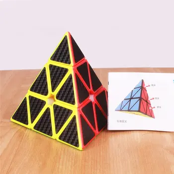 Moyu mofangjiaoshi piramida magic cube Analog fibra de carbon autocolante viteza cuburi profesionale puzzle piramida, cuburi triunghi jucărie