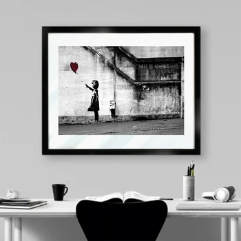 Banksy Balon Fata Postere si Printuri Există Întotdeauna Speranță Canvas Wall Art Print Imagini Pentru Living Salon Acasă Decorare
