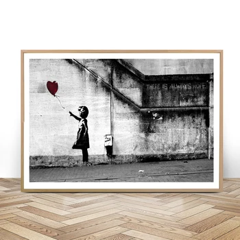 Banksy Balon Fata Postere si Printuri Există Întotdeauna Speranță Canvas Wall Art Print Imagini Pentru Living Salon Acasă Decorare