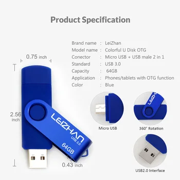 LEIZHAN OTG USB flash drive 4GB 8GB 16GB 32GB 64GB pentru Android /Tablet /PC USB 3.0 Pendrive de înaltă calitate pen drive stick Micro