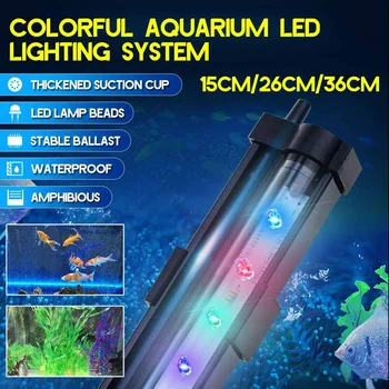 Quarium Lumina Impermeabil LED acvariu Lumina de Pește Subacvatice Lampa Decor Acvarii Plantelor Iluminare Lampă 15-36CM 220V Șapte culori