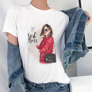 Vara Tipărite Sexy Fată care Stătea Pe Un Sedan Tricou Femei Harajuku Vogue Tricou Grafic Desene animate Topuri Stil coreean Femeie T-shirt