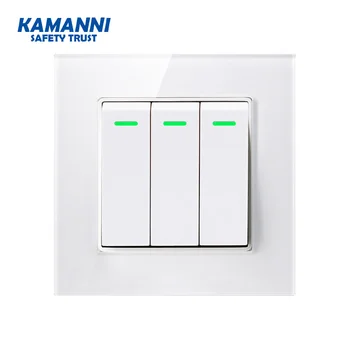 Kamanni Buton Comuta 1/2/3/4 Banda 1/2 Modul Alb Cristal de Sticlă Panou Luminos Fluorescent Benzi Standard UE 10a Comutator de Perete