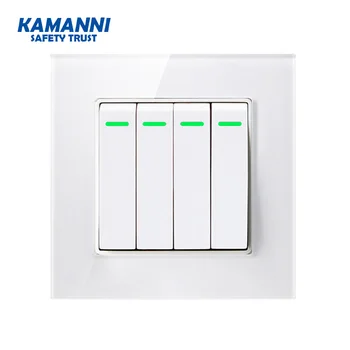 Kamanni Buton Comuta 1/2/3/4 Banda 1/2 Modul Alb Cristal de Sticlă Panou Luminos Fluorescent Benzi Standard UE 10a Comutator de Perete