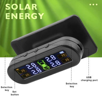 Rezistent la apa Solar de Putere Masina Anvelope TPMS Monitorizare Presiune Display Monitor de Alarmă de Temperatură de Încărcare de Avertizare accesorii auto
