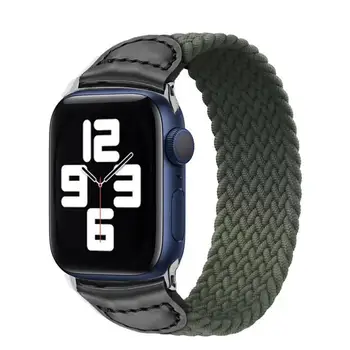 Împletitură de Nylon+Piele Correa pentru Apple Watch Serie SE 6 5 4 3 Trupa Solo Buclă iwatch Curea Elastic Încheietura Curea de Înlocuire.