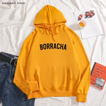 Borracha Latina Imprimare Femei hanorace de Bumbac Casual Amuzant jachete Pentru Doamna pulovere Hipster joggeri ot-752