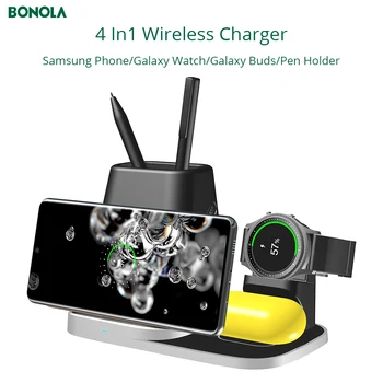 Bonola 4 In1 Multifuncțional Wireless Charger Pentru Samsung S20/S10/Galaxy Watch/Galaxy Muguri/Stilou Titularul Modular USB Încărcător Ceas