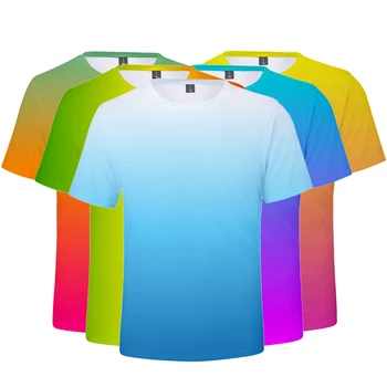 3D pline de Culoare, Gradient Tricouri Barbati/Femei de Vara cu Maneci Scurte T-shirt Albastru Tricou Barbati Culoare Solidă Baiat/Fete 3D Curcubeu Tees