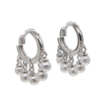 Nou farmec perla cercei cu mini rotund hoop cercei bijuterii cu aur de argint de culoare bijuterii de nunta pentru femei en-gros