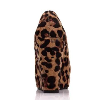 Sexy Mozaic Leopard Platforma de Moda pentru Femei Pene de Pantofi cu Toc de 11cm Petrecere de Vara, Pantofi cu Tocuri de Femeie Pompe