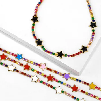 EYIKA New Sosire amestecare de culoare Femei ожерелье 40cm curcubeu email Zircon colier Bijuterii Boemia lanț Tenis pentru Iubitorii de cadou