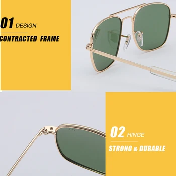 Cu Cazul Aviației AO ochelari de Soare pentru Barbati Brand de Lux Designer de Ochelari de Soare pentru bărbați Armatei Americane Militare Lentilă de Sticlă Optică Cutie