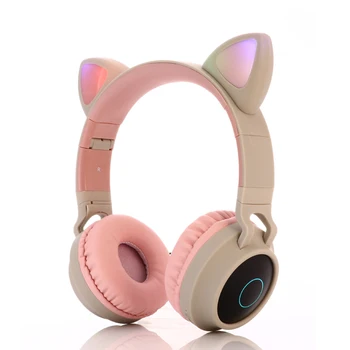 New Sosire CONDUS de Pisică Ureche Căști de Anulare a Zgomotului Bluetooth 5.0 Tineri Copii Cască Suport TF Card de 3.5 mm Plug Cu Microfon