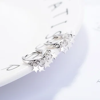 De Moda De Argint 925 Hoop Earring Gold Star Cercel Pentru Femei Coreea Ureche Bijuterii Noi 2020 Orecchini