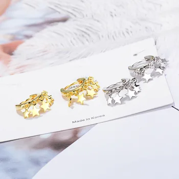 De Moda De Argint 925 Hoop Earring Gold Star Cercel Pentru Femei Coreea Ureche Bijuterii Noi 2020 Orecchini