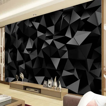 Personalizat Murală Tapet Moderne, Geometrice 3D Stereo Triunghi Negru Fresca Abstract, Arta, Fundal Decor Impermeabil 3D Autocolant de Perete