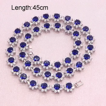 Culoare de argint Seturi de Bijuterii Pentru Femei Albastru Semi-prețioase, Bijuterii de Nunta Colier Cercei Bratara Inel Cutie de Cadou
